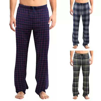 Mens Pyjama Bottoms Cotton Woven Check Stripe Loungewear Soft Sleepwear Pyjamas • £6.99