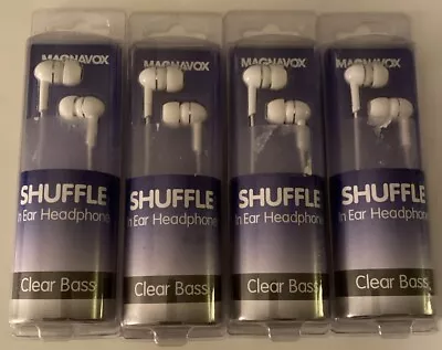 4 Magnavox Shuffle In Ear Headphones Clear Bass 8.6mm Earbuds White • $12