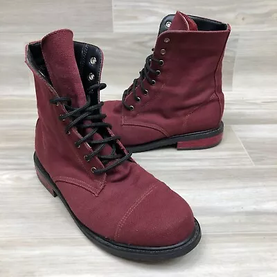 Nicora Sinclair Red Vegan Combat Womens Utility Boots Size 8 Streetwear MINT • $59.99