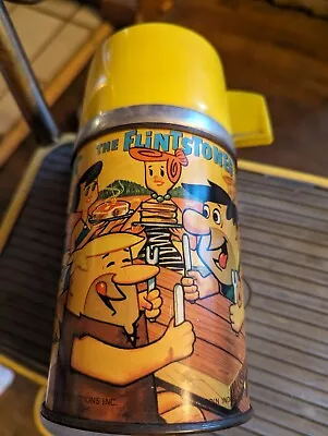 Vintage Aladdin Flintstone Thermos Bottle For Lunch Box • $32