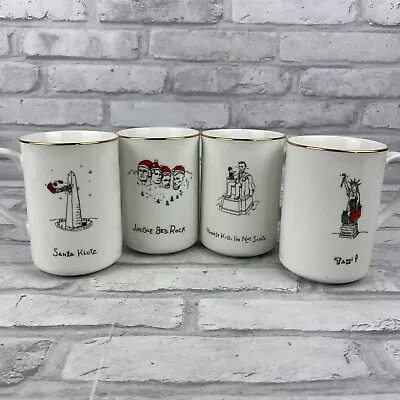 Merry Masterpieces Pun Mugs American Edition Set Of 4 Christmas Holiday 1999 • $25.19