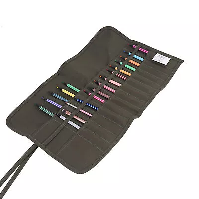 Larger 30 Holes Roll Up Canvas Paint Brush Bag Draw Pen Oil Brushes Bag Gift AU • $30.51