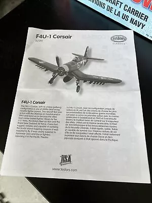 F4U-1 Corsair Fighter Plane Testors Classics Model Kit 623N Instructions Sheet • $5.99