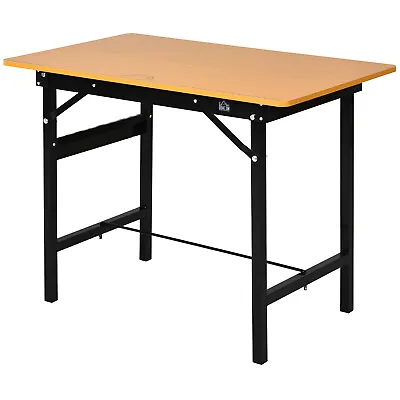 HOMCOM Heavy Duty DIY Metal Garage Workbench Storage Drawer Table Wood Surface • £54.99