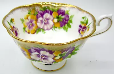 Royal Albert Bone China Teacup - Purple & Yellow Pansies - England • $44.90