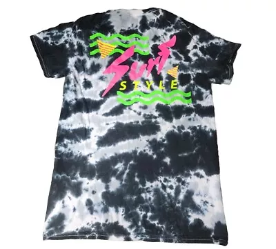 Vintage Mens S Surf Style Neon Logo Tie Dye T Shirt Double Sided  • $34.99