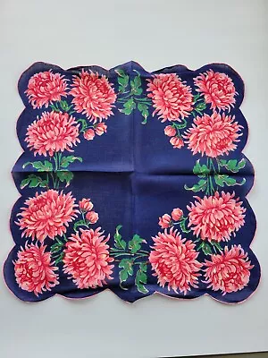 Vintage Ladies Hankie Bold Pink Floral • $4