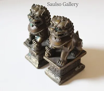 Late Qing Dynasty Antique Foo Dogs From Prominent Estate • $388.88