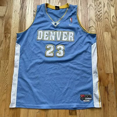 Men's Nike Team Denver Nuggets Marcus Camby Powder Blue Swingman Jersey Sz 2XL • $54