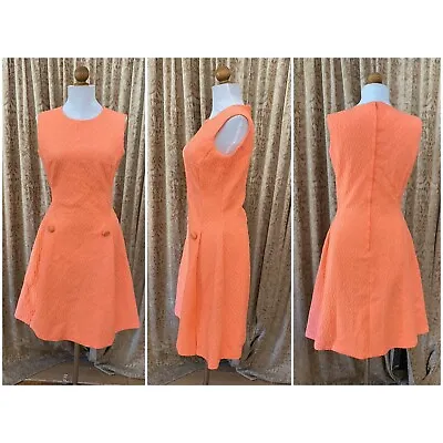 Vintage Mod Orange Creamsicle Mini Dress Small 1960s • $60