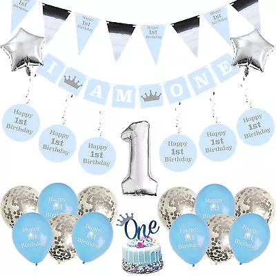 First Birthday Set For Baby Boys â€“ Blue Decorations Kit For 1-Year-Old â€“ And • £12.24