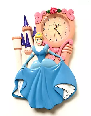 $11.95 • Buy Vintage Disney Cinderella Plastic Wall Clock 14  Tall Working Good T-413