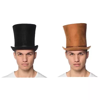 Mens Curved Bell Costume Top Hat Black Brown Magician Lincoln Dickens Halloween • $23.95