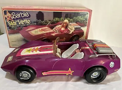 Vtg 1976 Barbie Star’Vette Corvette Purple W/Box & Cassettes Windshield Suitcase • $65