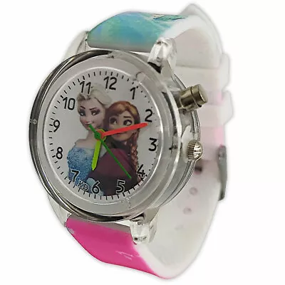 Frozen Elsa & Anna Light Up Pink Colour Changing Girls Kids Children Wrist Watch • £5.99