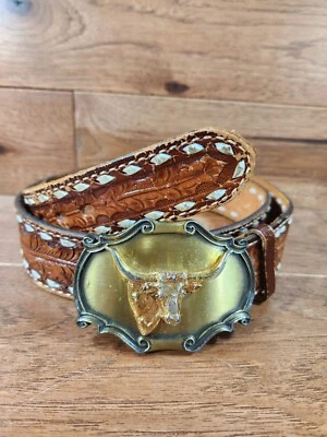 $59.99 • Buy Tony Lama Brown Tooled Leather Western Belt W/ Raintree Buckle Size 40 Made USA