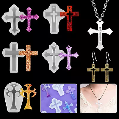 5PCS Silicone Cross Resin Mold Jewelry Epoxy Making Casting Mould Craft DIY Tool • $8.48