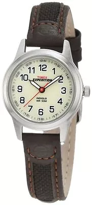 Timex T41181 Women's  Expedition  Brown Leather Watch Indiglo 50 Meter WR • $42