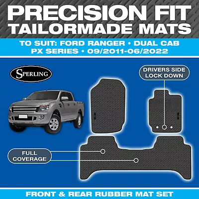 For Ford Ranger PX Dual Cab 2011-2022 Custom Car Floor Mats Rubber Black • $88.99