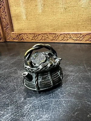 Genuine Chinese Antique Qing Dynasty Scholars Water Dropper Basket Form Bronze • $202.50