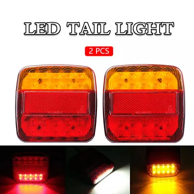 $24.55 • Buy 2X Tail Lights Pair LED Square Trailer Truck Boat Number Taillight Marine Light