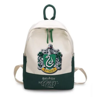 New Harry Potter Crest Green Slytherin Backpack School Canvas Bag New • $21.39