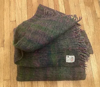 Avoca Handweavers Ireland Mohair Pure Wool Fringed Throw Green Multicolor 60x45 • $74.94
