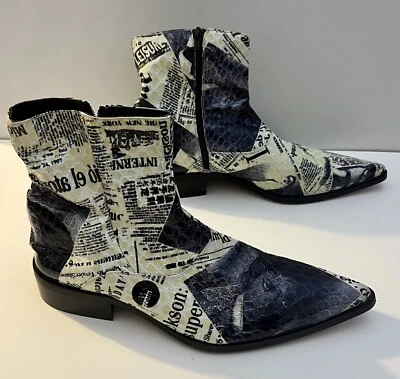 £79.99 • Buy Gucinari Michael Jackson Newsprint Textured Leather Funky Designer Boot EU43 UK9