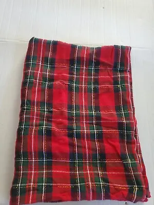 Martha Stewart Red Plaid Tartan Gold Threading Accent Cotton Throw Blanket 53x69 • $26.40