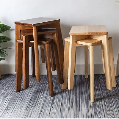 £34.91 • Buy 1/2PCS Rustic Wooden Barstool Bar Stool Breakfast Seat Bar Pub Chair Living Room