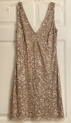 Aidan Mattox Metalic Rose Cocktail Sequin Dress Size 6 Womens Short Sexy • $28