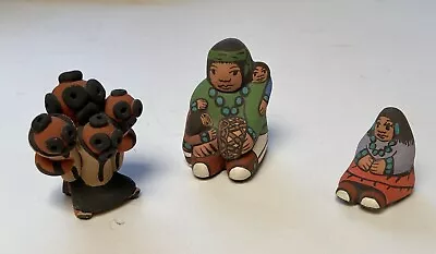 3 Miniature Native American Story Teller Dolls - Signed • $59