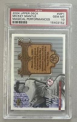 Psa 10 Gem Mint 2004 Upper Deck Mickey Mantle Magical Performances #mp1 Yankees • $199.99