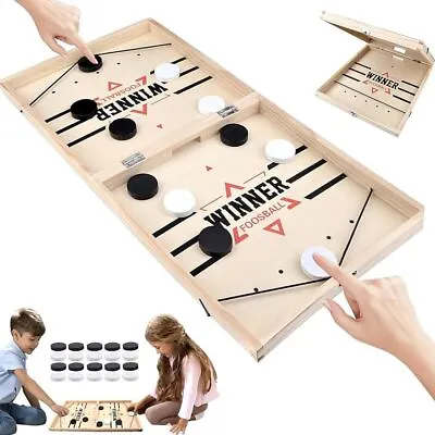 Catapult Hockey Wooden Board Game Parent-child Interaction 2 Players Games Gift • £17.59