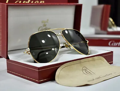 Vintage Cartier 1984 Santos Vendome Sunglasses Glasses Glasses New Frame 59 Gold • $1299
