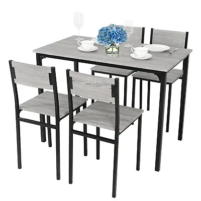 5 Piece Dining Table And Chairs Set Wooden Space Saving With Metal Frame Kitchen • £99.99