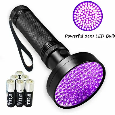 £10.29 • Buy UV Ultra Violet 100-LED Flashlight Blacklight Detection Outdoor Torch Lamp Light