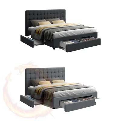 $341.06 • Buy Artiss Avio Bed Frame Fabric Storage Drawers 