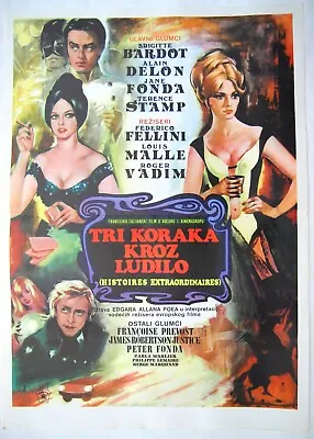 Spirits Of Dead Fellini Bardot 1968 Poe Fonda Horror Mystery Exyugo Movie Poster • $133.99