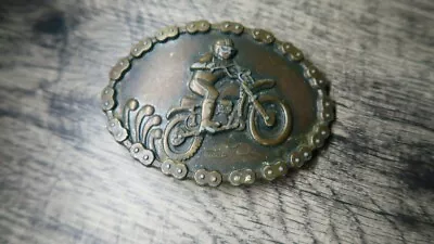 MOTOCROSS Racing Chain Belt BUCKLE Bronze Vtg USA HONDA / Yamaha • $9.90