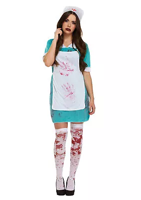 Adult Bloody Nurse Uniform Costume - Halloween Horror Fancy Dress Girl Doctor • £9.99