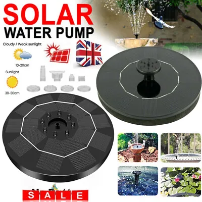 Solar Powered Fountain Pump With LED Light Water Fountain Panel For Garden Pool • £7.95