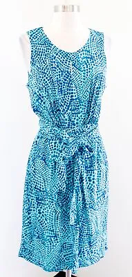 Banaan Republic Issa London Blue Printed Tie Waist Faux Wrap Dress Size 12 • $29.99