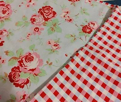 Ikea Rosali Red Roses Check Single Duvet & 2 Pillowcases Gc • £12.95