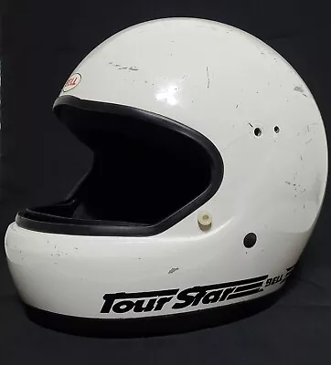 Vintage 1980s ◆ White BELL Tour Star Motorcycle Helmet ◇ Size 7 ¹/⁴  • $65