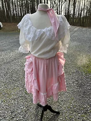 Square Dance Outfit Pink White M/L Cottage Prairie Coquette Western Rockabilly • $98