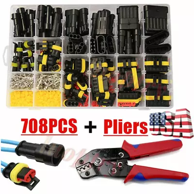 708Pcs 1-6 Pin Car Automotive Waterproof Electrical Wire Connector Plug Kit Set • $12.91