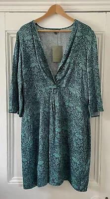 NEXT William Morris & Co Women’s Teal Brer Rabbit Print Fit & Flare Dress UK 18 • £34.99