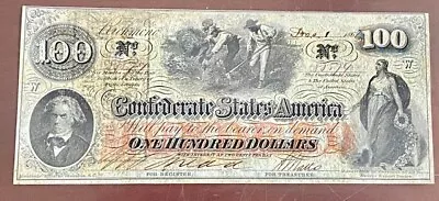 1862 Confederate $100 Bank Note • $39