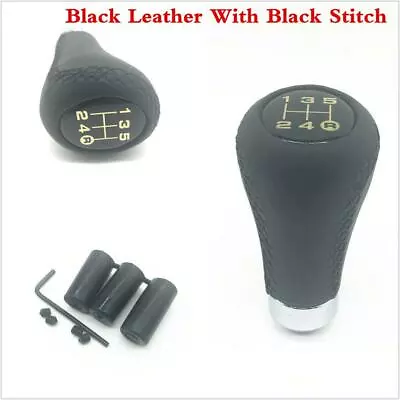 5 Speed Leather & Black Line Aluminum Manual Car Gear Shift Knob Shifter Lever • $13.58